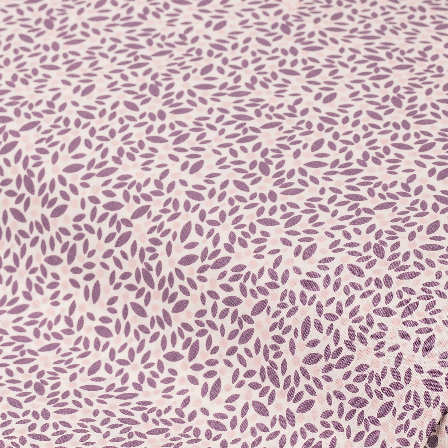Baumwollstoff Blätter Mona, weiß/lila/rosa