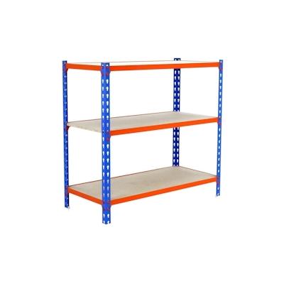 PROREGAL Schwerlastregal SMALL MULI | HxBxT 100x100x30cm | 3 Fachböden | Fachlast 150kg | Blau-Orange | Lagerregal Kellerregal Werkstattregal Image