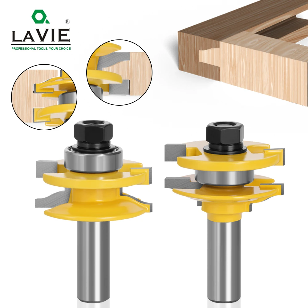 LAVIE 2pcs 12 millimetri 1/2 Gambo Pannello Porta Armadio Tenone Router Bit Set Fresa Per La Lavorazione Del Legno Cutter di Taglio strumenti di legno 03015