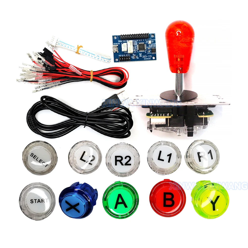 Xbox360 Pc In 1 Usb Board Arcade Diy Kit Zero Delay Game 30MM Push Button Clear Ball Top Joystick 8 Way Command Controller