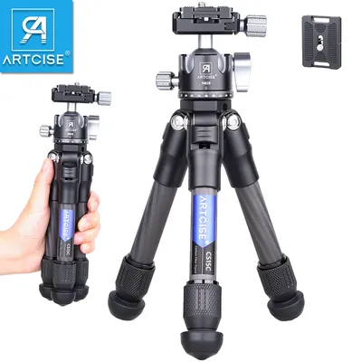 ARTCISE CS15C Carbon Fiber Compact Travel Portable Tabletop Mini Tripod with 360° Panorama Ballhead for DSLR Camera Mobile Phone