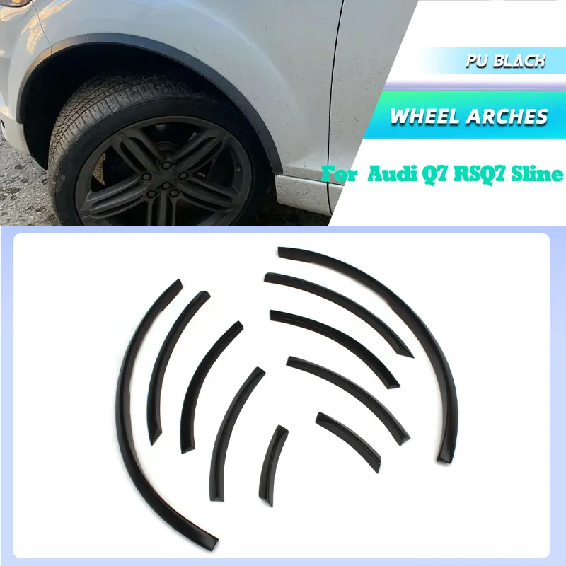 Per Q7 Arco Ruota Auto Parafango Laterale Flares Coperture Parafanghi Trim per Audi Q7 RSQ7 Sline 2006 - 2015 Matt Bright PU Nero