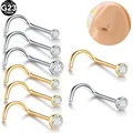 1/5PCS Titanio 1.5/2/2.5/3 millimetri Gemma Naso Stud Penetrante Orecchino di Colore Dell'oro Naso Vite Prong CZ Naso narice Piercing Fermo regalo