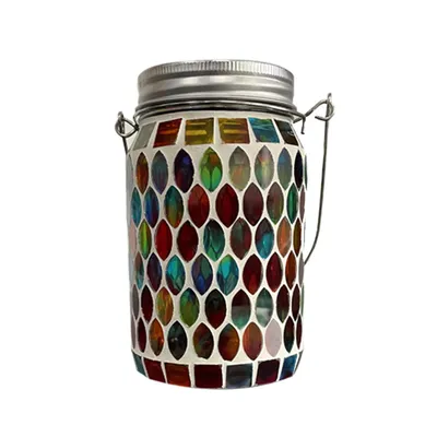Outdoor Solar Lantern Lights Decorative Mosaic Jar Hanging Lantern Pathway Garden Lights Lawn Lamp Waterproof Landscape Light