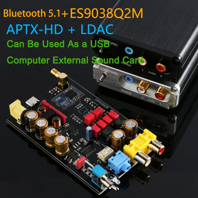 Rod Rain Audio ES9038Q2M QCC5125 USB DAC Bluetooth 5.1 Ricevitore wireless Suono DAC APTX-HD Decodificatore LDAC senza perdita Amplificatori auricolari