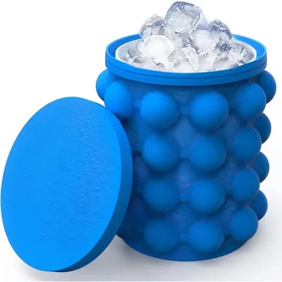 Ice Cube Mold 2 in 1 Ice Trays Large Silicone Ice Bucket Portable Frozen Drink Maker for Whiskey Beer Kitchen Tools
