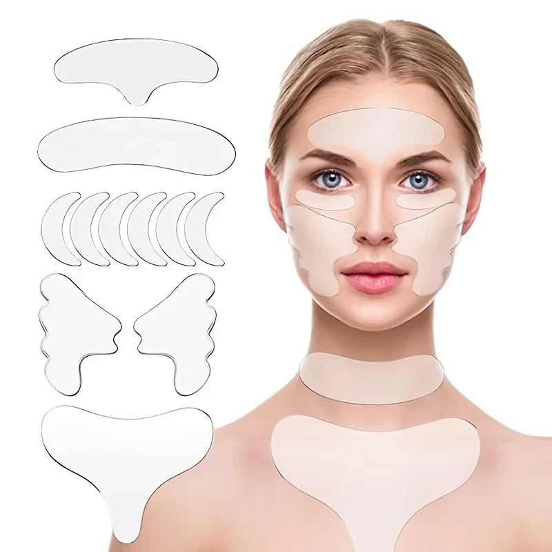 Riutilizzabile In Silicone Anti-Rughe Pad Patch Viso Collo Rimozione Delle Rughe Patch Pad Lifting Della Pelle Del Viso Anti Invecchiamento Strumenti di Bellezza Del Viso