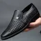 Men Shoes Summer Hollow Breathable Oxfords Man Casual Shoes Slip on Formal Dress Shoes for Man