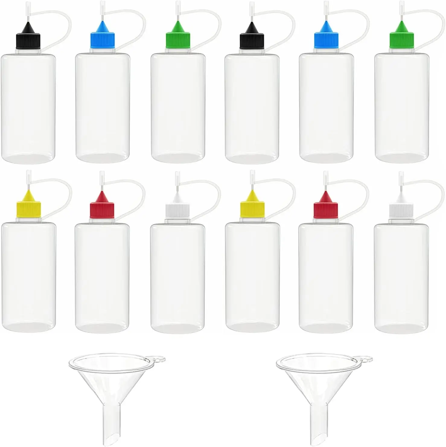 5 pezzi 3ml- 120ml flacone applicatore a punta comprimibile in plastica vuota flaconi contagocce riutilizzabili con tappi a punta dell'ago per colla fai da te