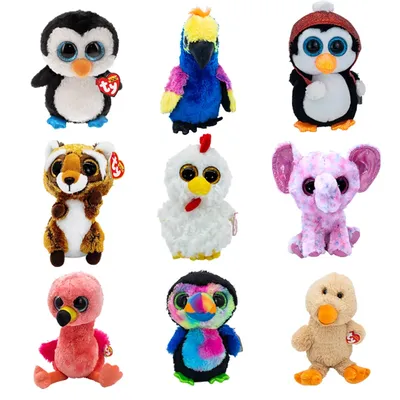Ty Beanie Boos Big Eyes 6 15 cm Penguin Bird Chicken Squirrel Elephant Flamingo Duck Plushie Cute Shopping