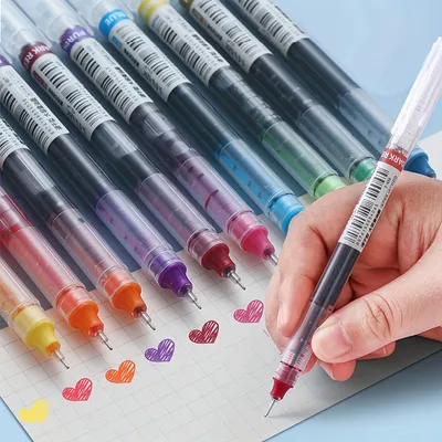 12 Pieces Rolling Ball Pens, Quick-Drying Ink 0.5 mm Extra Fine Point Pens Liquid Gel Ink Pens for Writing Journaling Pens Draw