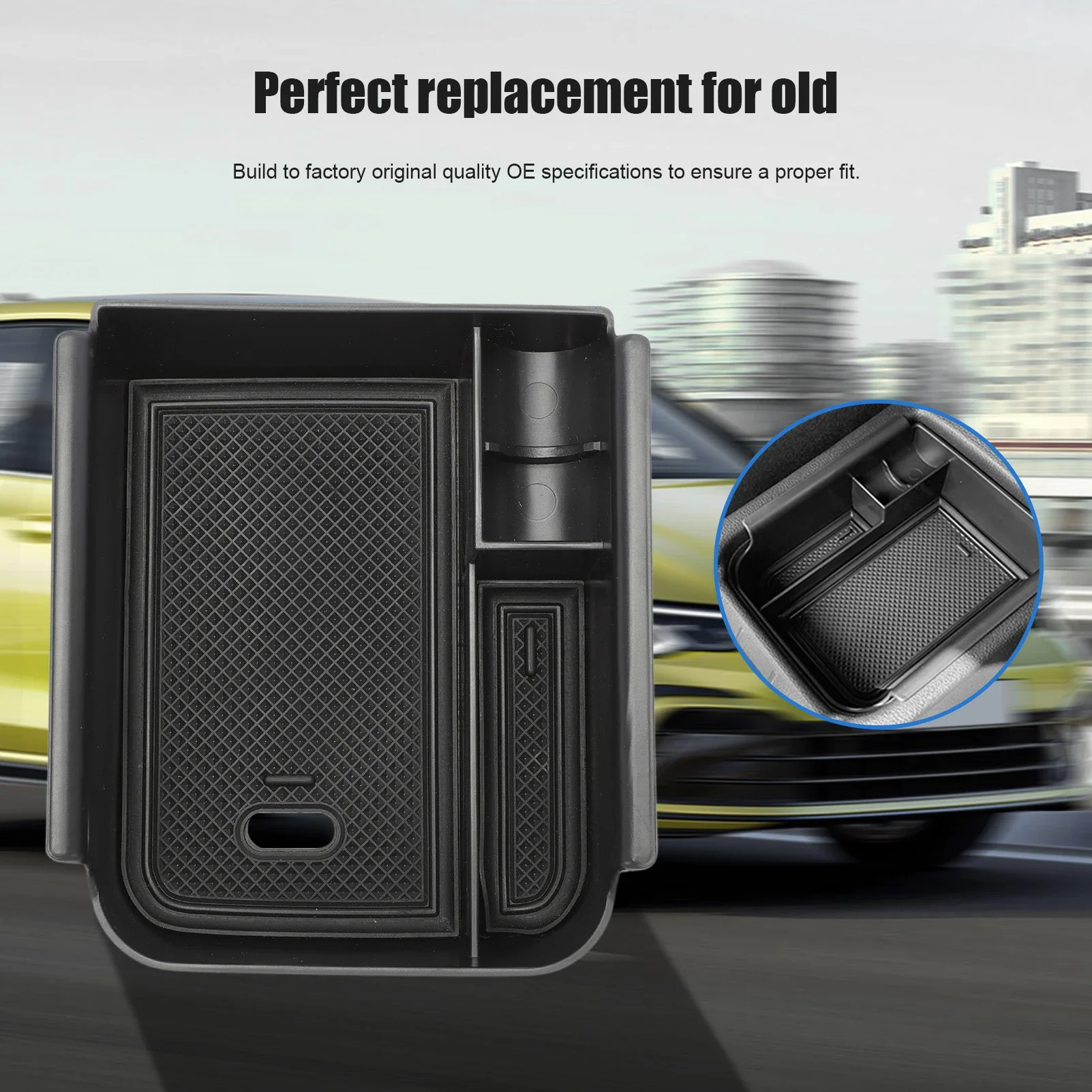 Scomparto portaoggetti per console centrale auto per Golf 8 MK8 Stivaggio Riordino Accessori per auto Scatola portaoggetti per bracciolo centrale Nero