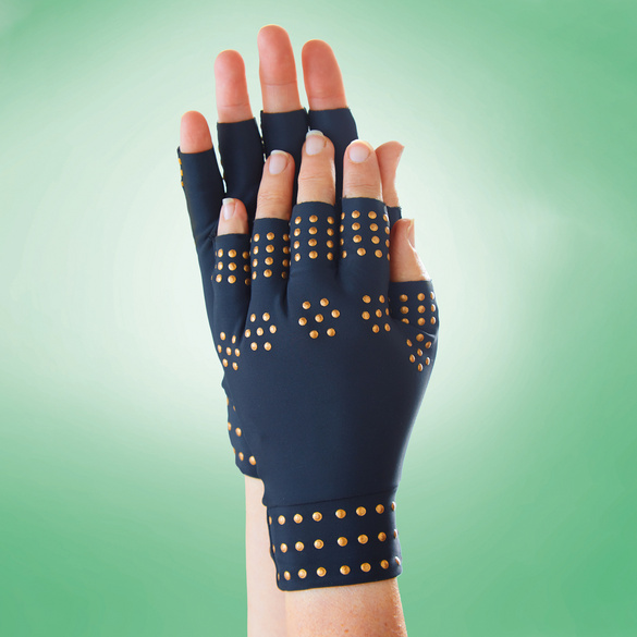 Arthritis Kompressionshandschuhe schwarz fingerlos magnetisch Java Image