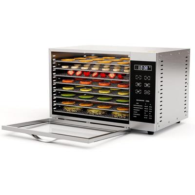 Goplus - Edelstahl Dörrautomat, Dehydrator mit 8 Edelstahltabletts, Temperaturregler (30-70°C),