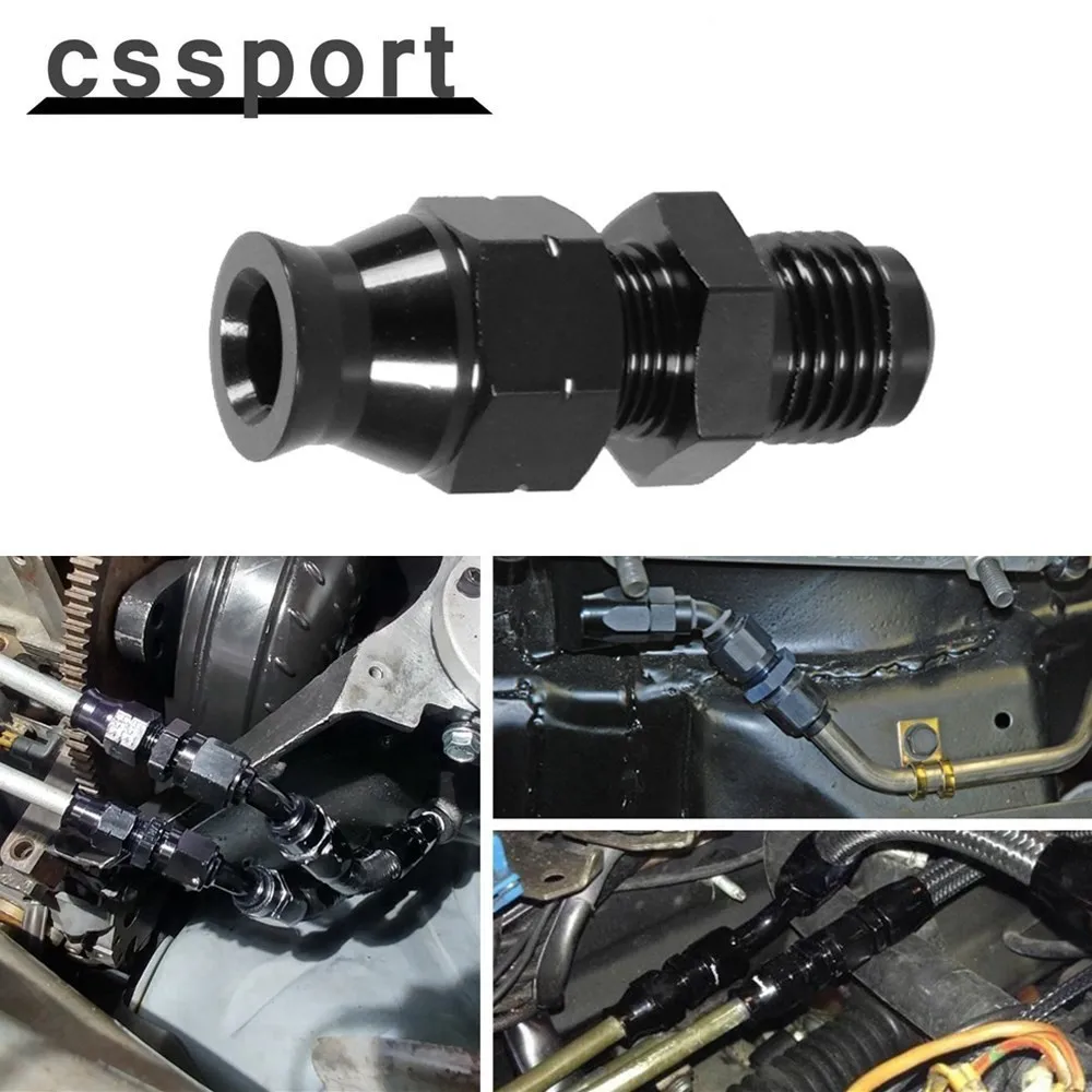 Schwarzer an6 Kraftstoff Hardline Rohr verschraubung Stecker Adapter Stecker auf 3/8 "oder 5/16" Aluminium legierung Kraftstoffs ystem Image