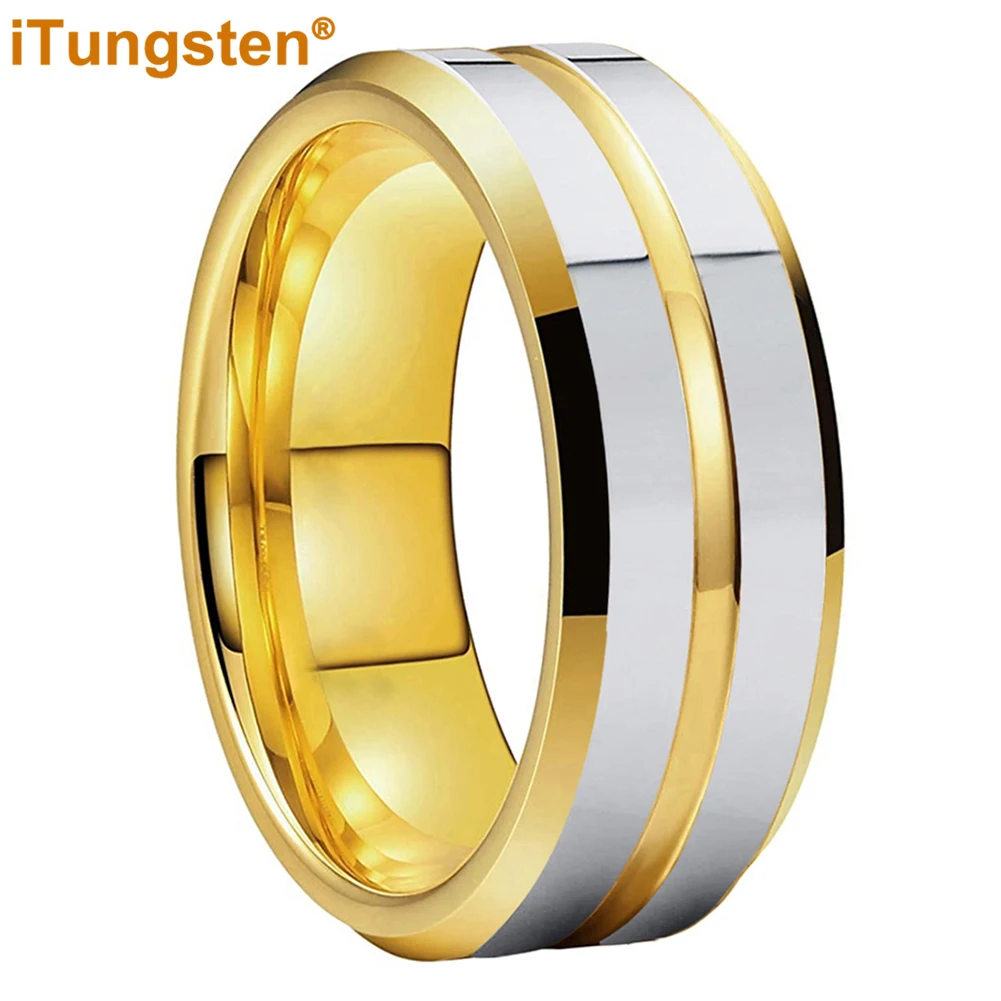 Wolfram 6mm 8mm zwei Farben Verlobung sring Wolfram Ehering Männer Frauen Modeschmuck hochglanz poliert aus gezeichnete Verarbeitung Image
