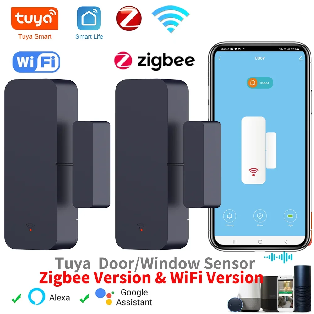 Tuya Zigbee Wifi Tür Sensor Fenster Eintrag Sensor Sicherheit Einbrecher Magnetische Sensor Alarm Smart Leben Arbeit Mit Alexa Google Hause