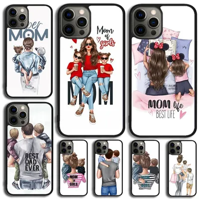 Super Dad Mom Baby Girl Twin Handyhülle für iPhone 17 Air 14 15 16 13 12 Max für Apple iPhone 17 Air 11 Pro Max Plus Coque