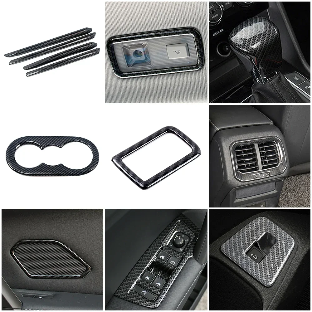 Für Volkswagen VW Tiguan 2017-2019 Carbon Fiber Farbe Auto Molding Trim Innen Zubehör Zentrale Konsole Dekoration Aufkleber Image