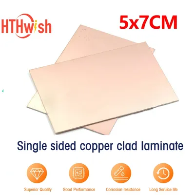 5/10 Stück 5 x 7 cm einseitige kupferbeschichtete Platte PF PCB 5 x 7 cm Laminat-Leiterplatte Image