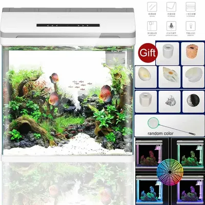 Smart Aquarium Filter stille Fütterung Plexiglas Aquarium Box LED Licht Goldfisch Schüssel Aquarium Image