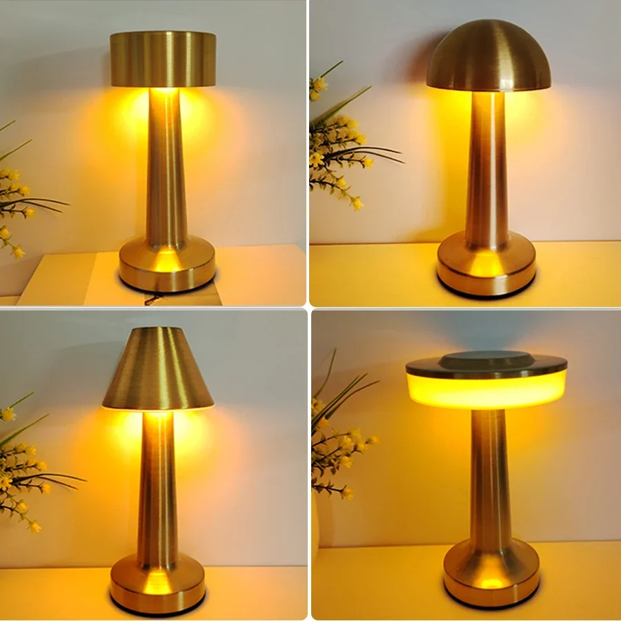Retro Pilz Led Tisch Lampe Wiederaufladbare Stufenlose Dimmen Nachtlicht Camping Bar Wohnzimmer Schlafzimmer Dekoration Schreibtisch Lichter