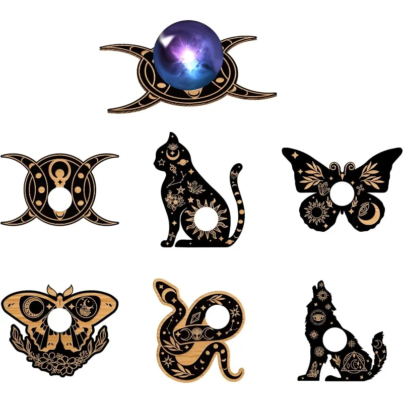 6 Stück Holz Mini Kristall kugel Displayst änder schwarz Holz Display halter für 3-7cm Kugel Natur kristall kugel