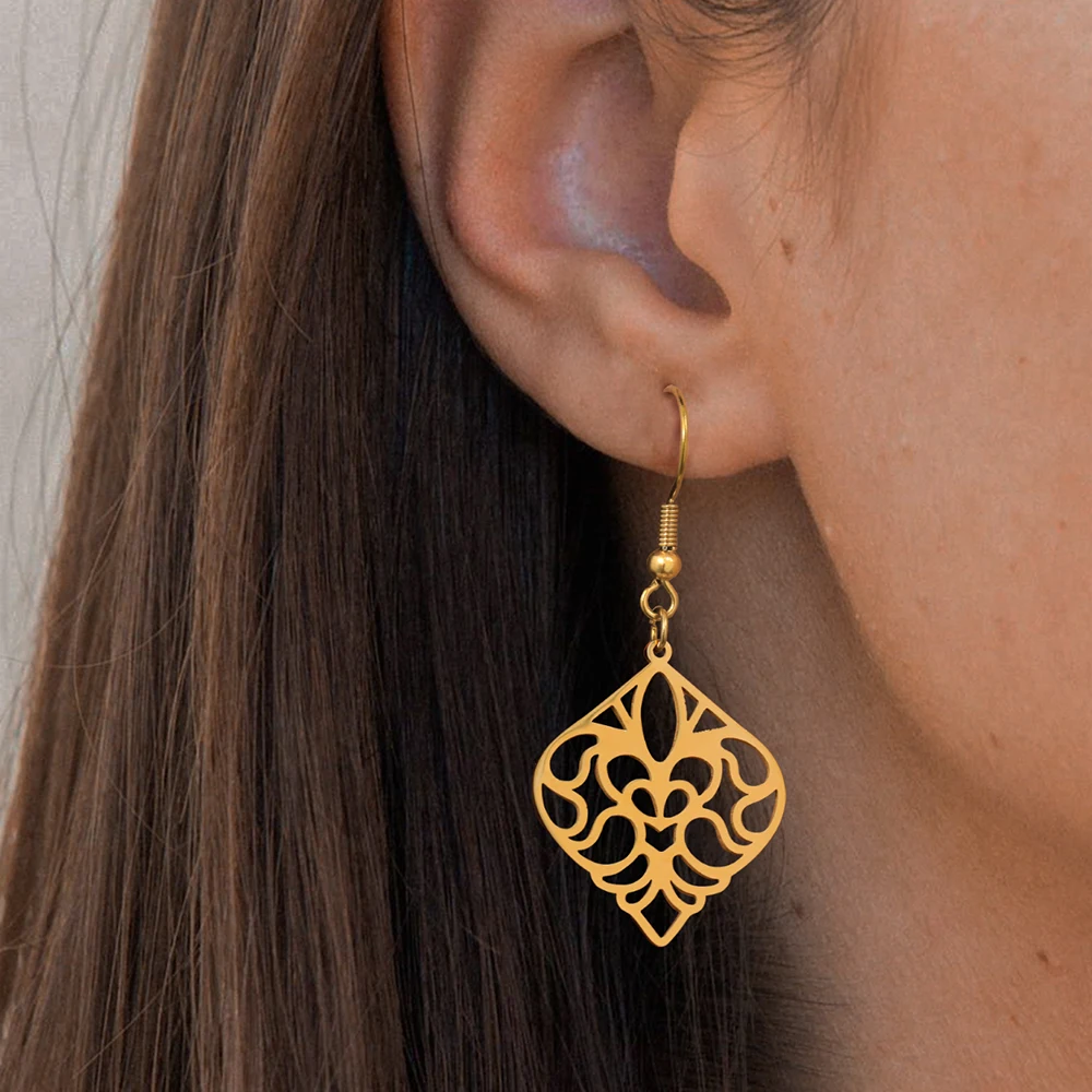 Edelstahl Ohrringe geometrische Form aushöhlen Design High-End baumeln Ohrringe für Frauen Schmuck minimalist ische elegante Geschenke Image