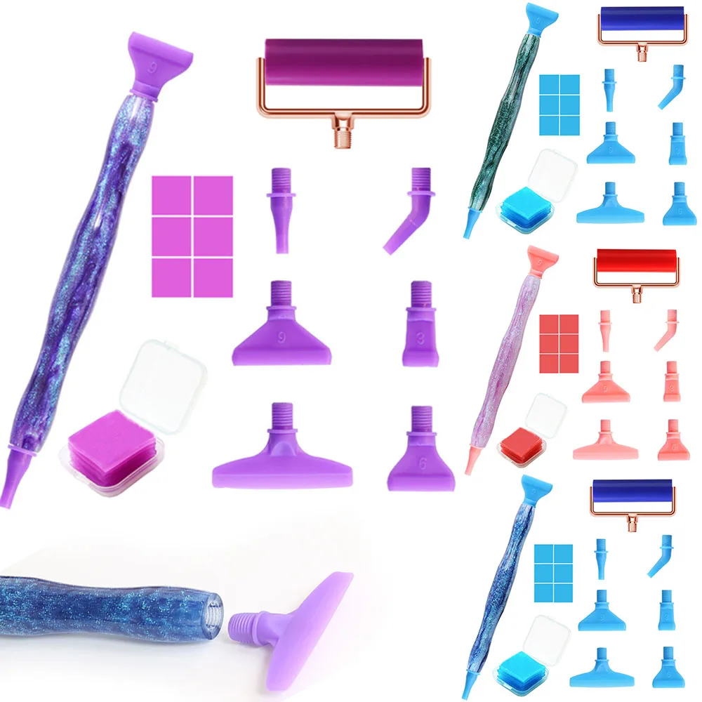 Harz Diamant Malerei Stift Schraube Gewinde Stift Köpfe Metallspitze Rolls pitze Bohr stifte mit Kleber Kunst handwerk Diamant Malerei Kits Image