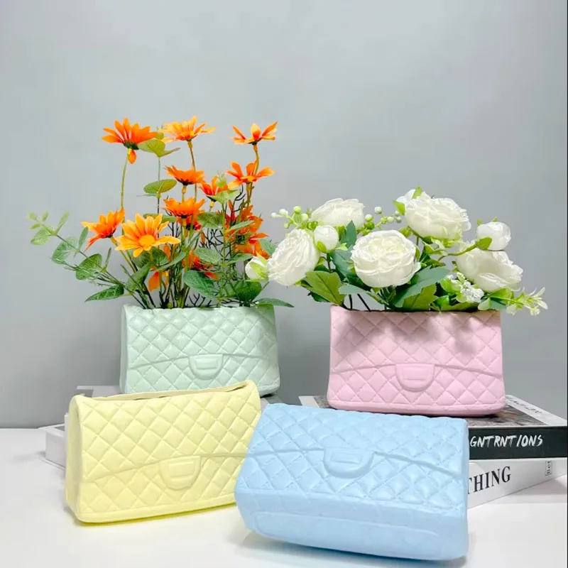 Luxus Handtasche Vase Silikon Formen Blumenvase Beton formen Damen Tasche Gips Formen Blumentopf Zement form DIY Home Crafts Image