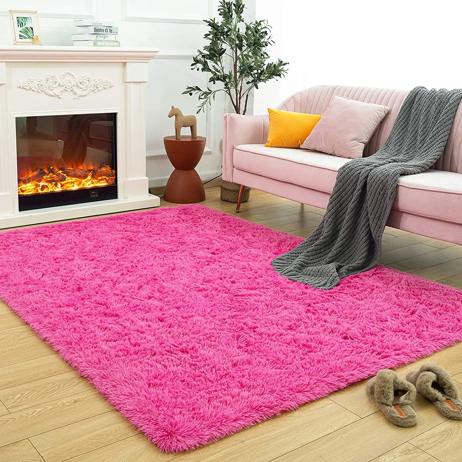 Flauschigen Shag Schlafzimmer Teppich Heißer Rosa Bereich Teppiche für Wohnzimmer Fuzzy Plüsch Wohnheim Teppich Pelzigen Teppich für Innen Moderne soft Home Decor