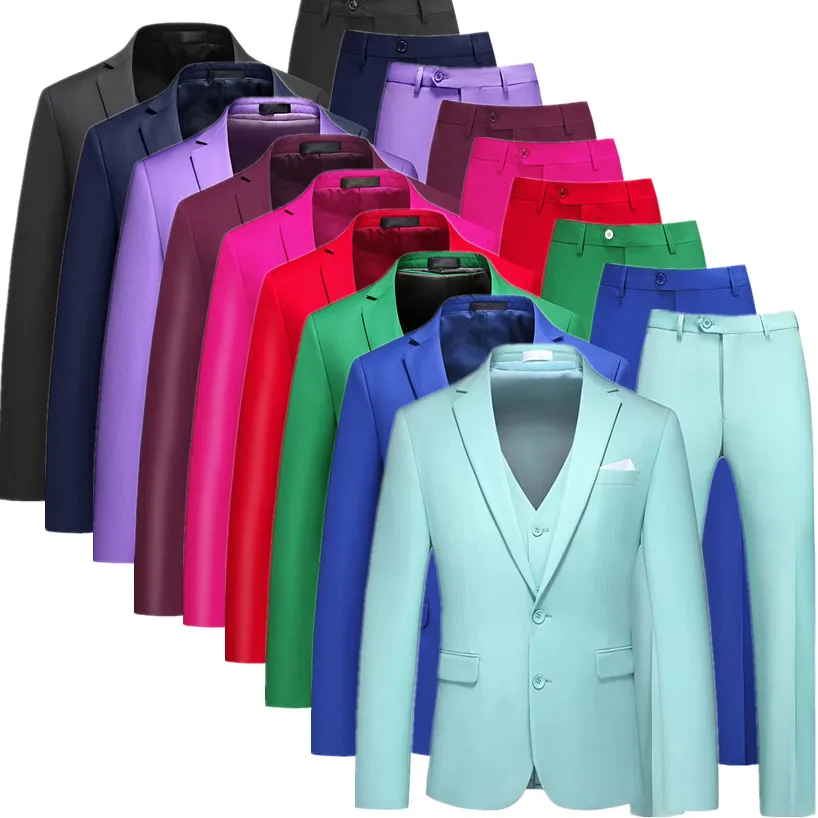 2026 Neue männer Grün Anzug 3 Stück (Jacke + Hose + Weste) schwarz Grau Rot Terno Masculino Mode Schlank Kostüm Homme Asiatische Größe M-6XL