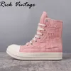 Rick Vintage Frühling Frauen Mode Stiefeletten Retro Rosa Leinwand Flache Schuhe Hohe Qualität Große