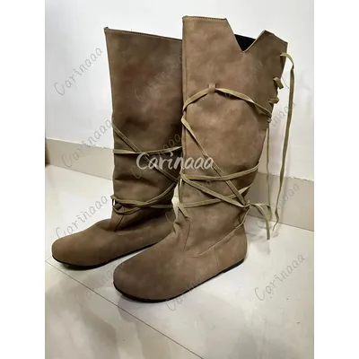 Mittelalter liche Wikinger Kostüm Retro Männer Ritter Stiefel Larp Schuhe Pu Leder Krieger Cosplay Phantasie Karneval Party Anime Schuhe Nordic Image