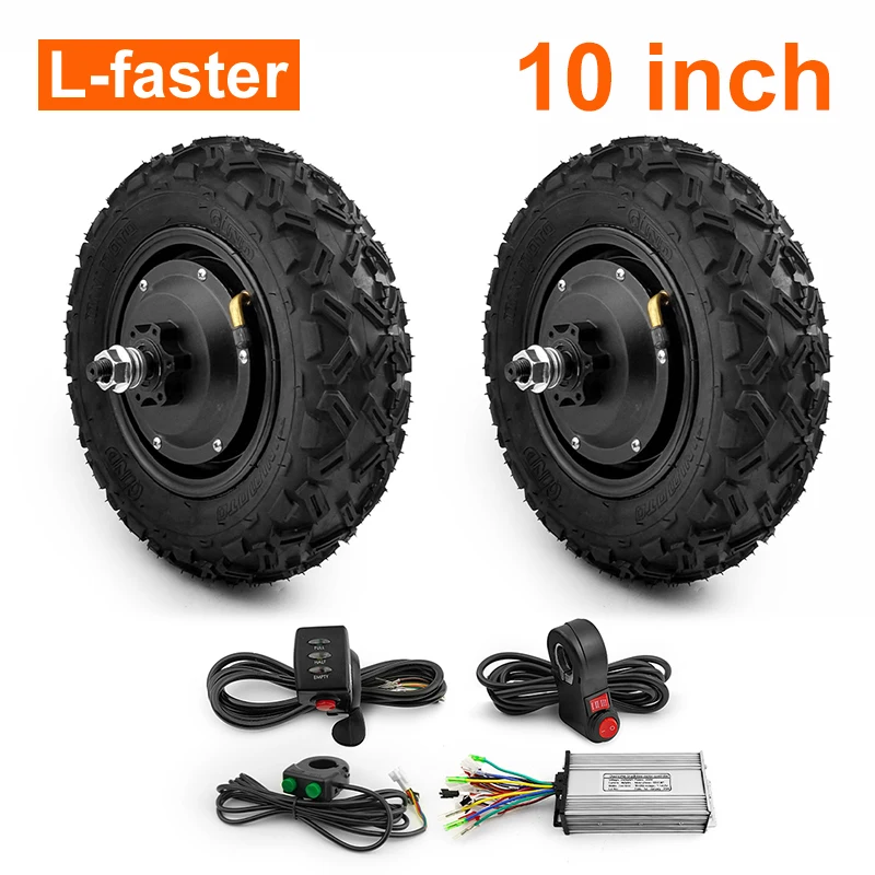 Dual Drive Bürstenloser Getriebe-Nabenmotor-Radsatz für Elektro-Wagen, flacher Wagen, 10-Zoll-Offroad-Reifen, 350 W Image