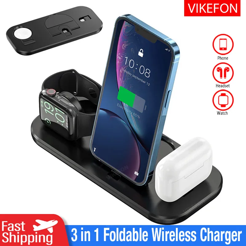 30w 3 in 1 kabelloses Ladegerät Stand Pad für iPhone 14 13 12 Apple Watch Schnell ladestation für Airpods Pro iwatch 8 7 Image