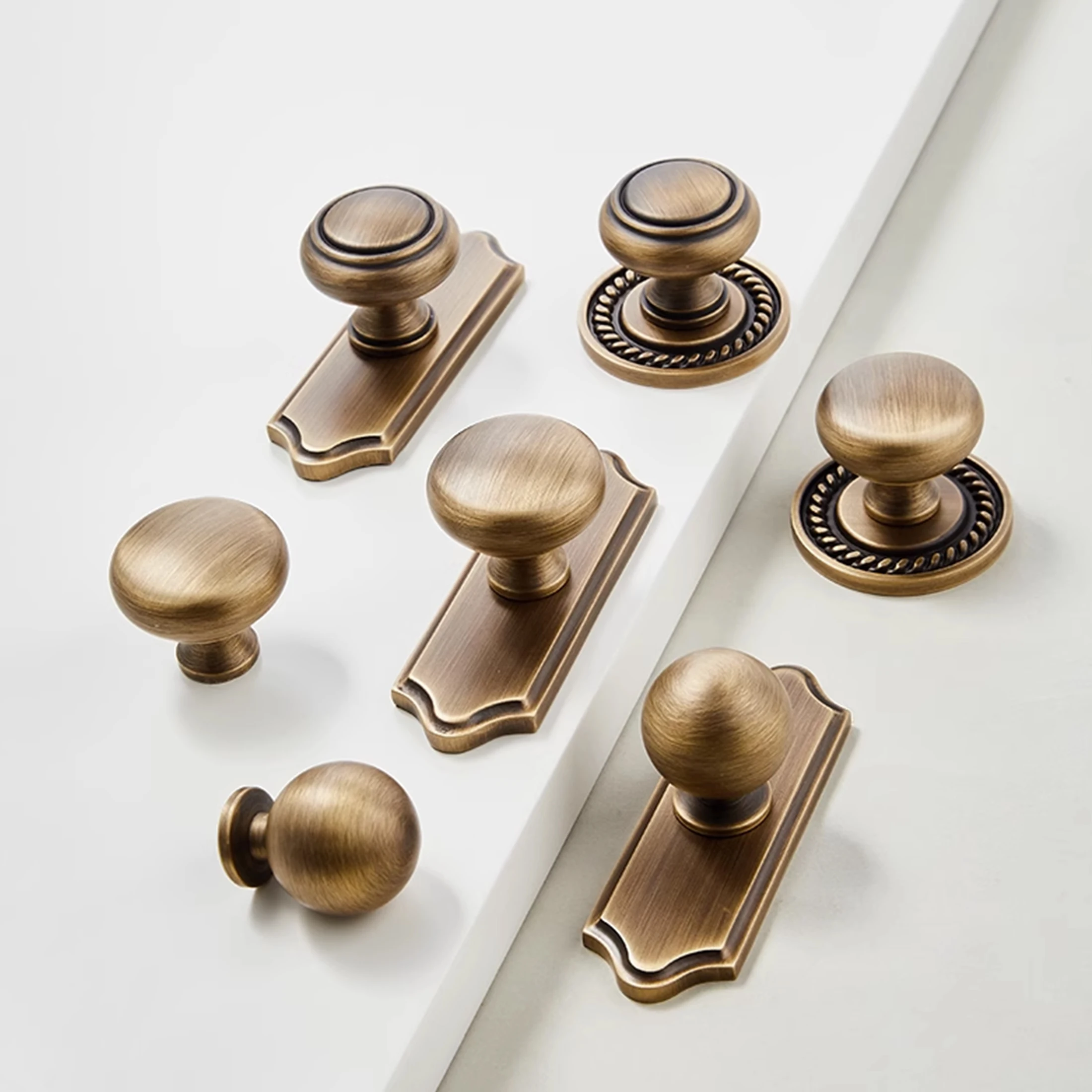 Antike Bronze Schrank griffe mit Rückenplatte Massiv Messing Vintage Kleider schrank zieht Küchen schrank Türgriffe Möbel griff