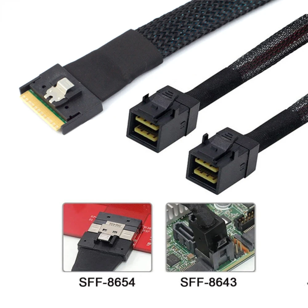 MINI SlimSAS SFF-8654 8i 4.0 auf 2X SAS HD SFF-8643 Server-Verbindungskabel Image