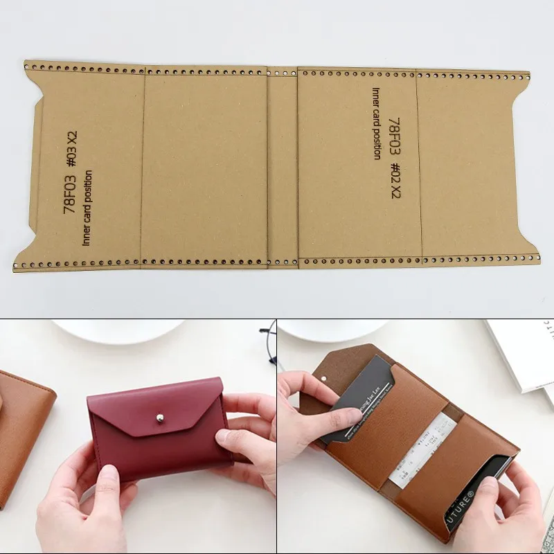 Yomdid faltbare Brieftasche Leder Vorlage Papier Schablone Leder DIY Muster Vorlagen hand gefertigte Brieftasche Leder Bastel werkzeug praktisch Image