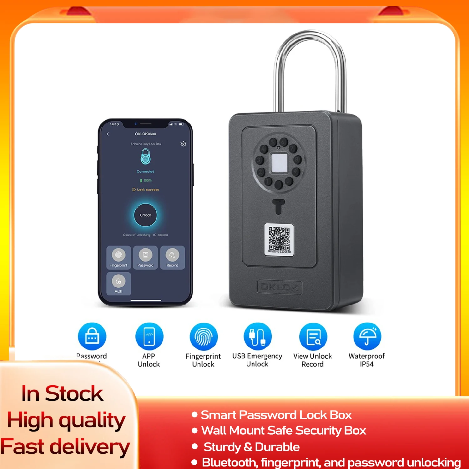 Bluetooth-Schlüssel box mit Codes perre Wireless Smart lock Box Wand halterung Finger abdruck App Digital Code Key Safe für das Home Office Image