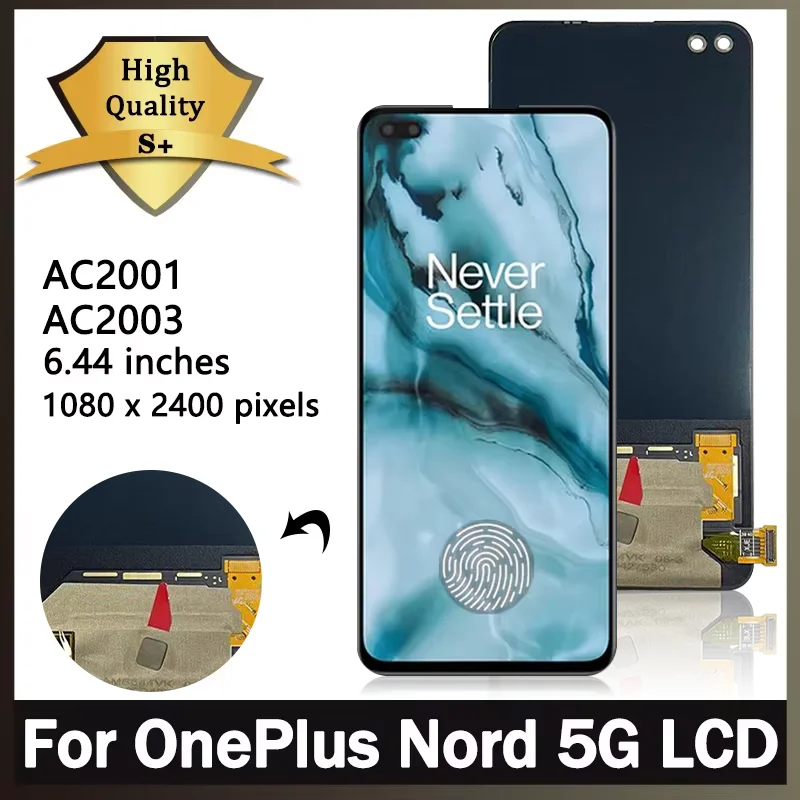 Super AMOLED Für OnePlus One plus Nord LCD Display Touchscreen Digitizer Panel Für 1 + Nord 5G AC2003 AC2001 LCD Rahmen Image