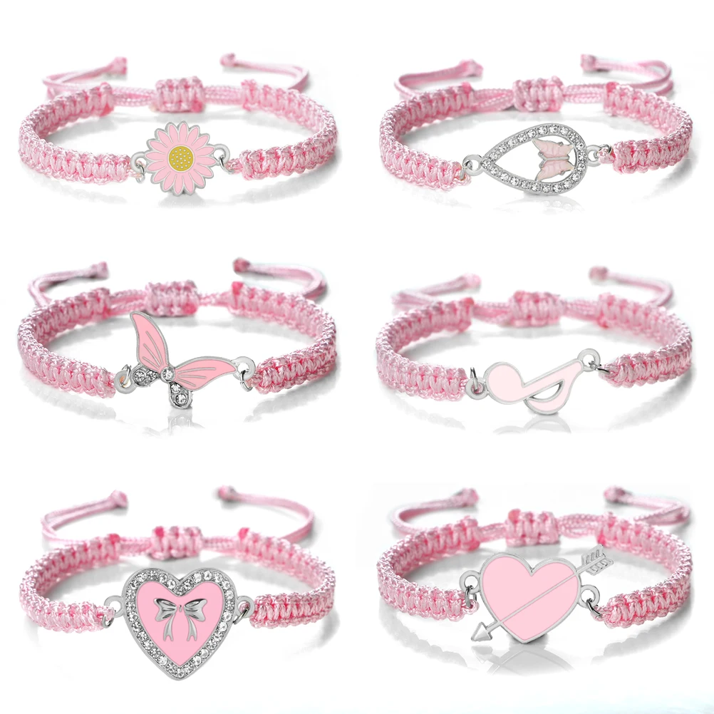 20 Stile Frauen einfache verstellbare rosa Seil Armband Charms süße Tier Anhänger geflochtene Armbänder Mädchen neue Mode Schmuck Geschenk