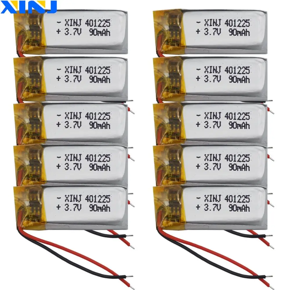 XINJ 10 stücke 3,7 V 90 mA Polymer Li Lithium Lipo Batterie 401225 Li-Ion Für Bluetooth Lautsprecher Headset Gläser Musik player Mp3 Image