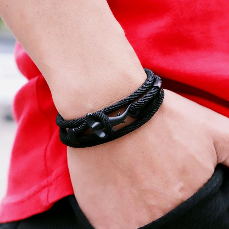 Noter mehr schicht ige Mailänder Seil Armbänder Männer Frauen Böhmen Ozean Tier Hai Braslet Strand Schmuck Geschenk für Liebhaber Wrap Armband Image