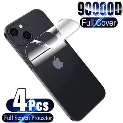 4Pcs Volle Abdeckung Hydrogel Film Für iPhone 11 12 13 14 15 Pro Max Screen Protectors Für iPhone 13 14 15 Plus Zurück Film Nicht Glas
