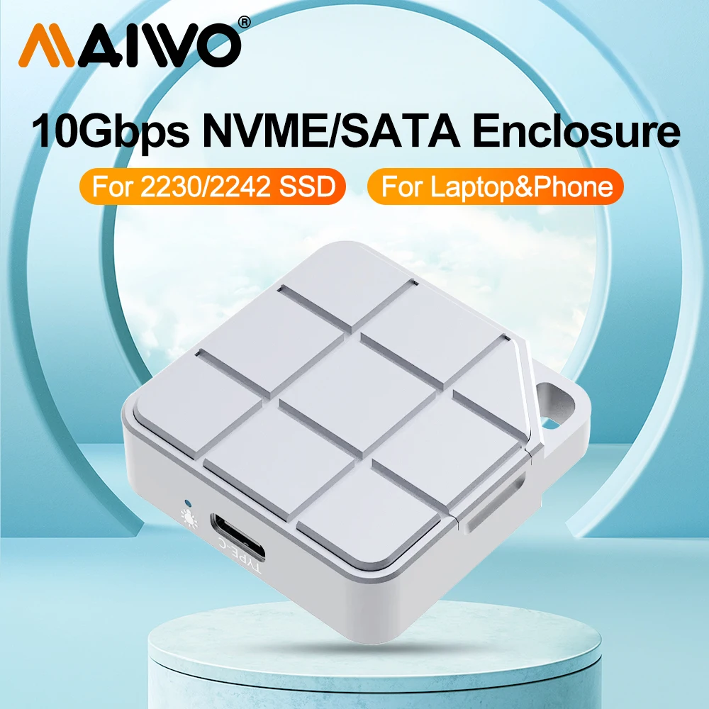 Maiwo 3,2 m. 2 nvme sata ssd gehäuse usb gen 2 10gbps zu nvme ngff pci-e m.2 ssd fall extern ssd für m-key/m b key Image