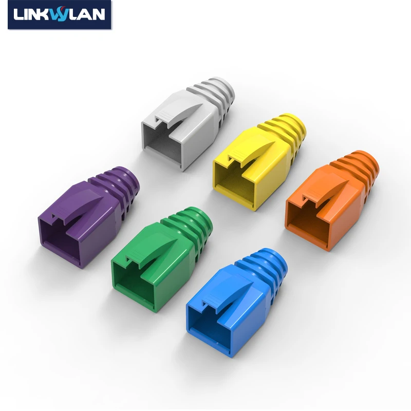 (50 teile/paket) Netzwerk RJ45 Kabel Stiefel Kunststoff 7,5-8,0mm Schutzhülle Zugentlastung Für Cat6A Cat7 Modular stecker Schutz Image