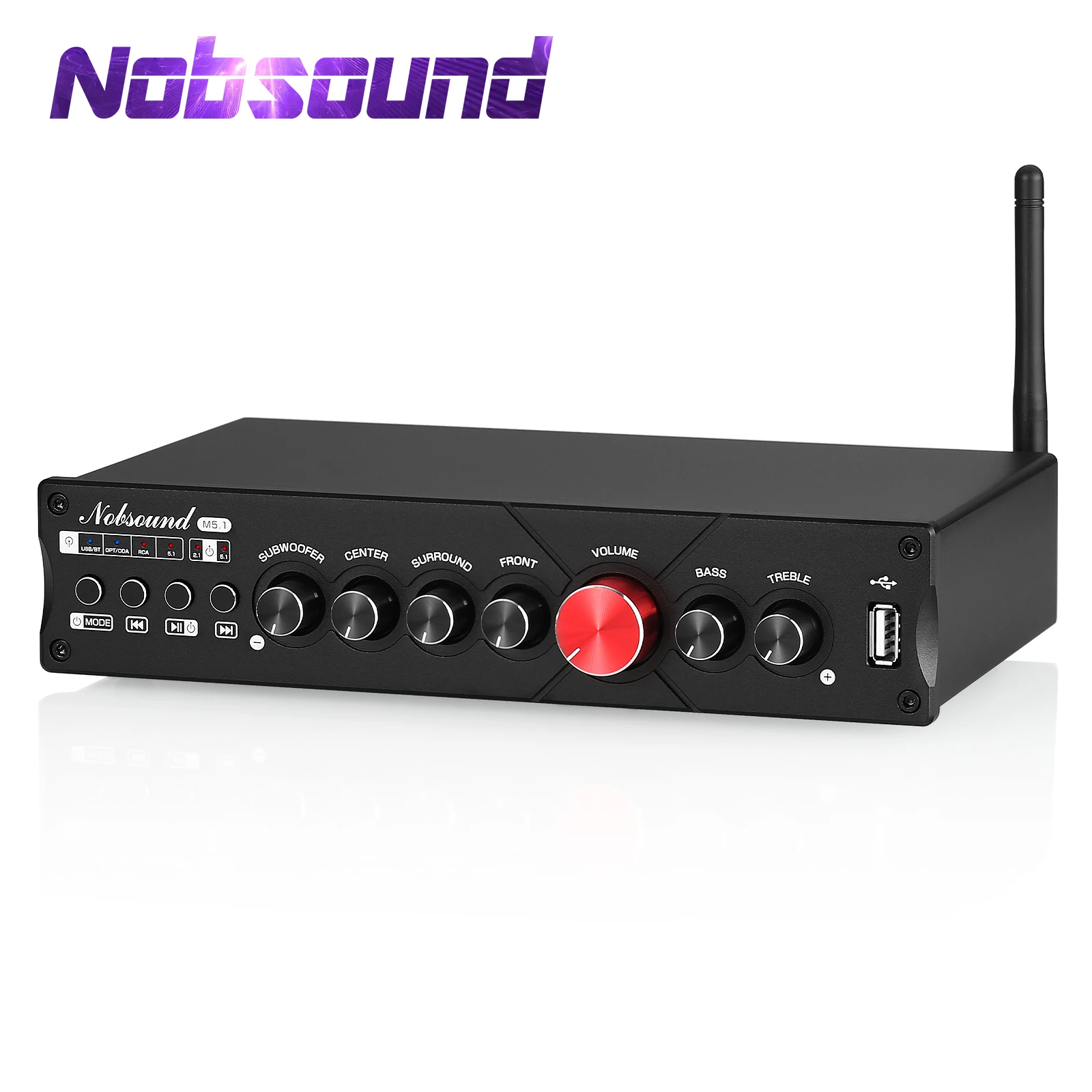 Nobsound M5.1 Digitaler Bluetooth-Empfänger 5.1-Kanal-Koaxial-/Optisch-Heimkino-Leistungsverstärker U-Disk-Subwoofer-Verstärker Image