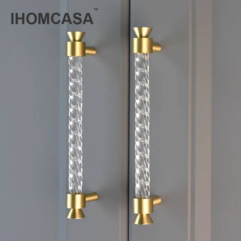 IHOMCASA Moderne Messing goldene Küchenmöbel Griffe Schublade Knopf Schuhs chrank zieht Schrank Griff Kleider schrank Türgriffe Acryl