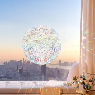 Cartoon Laser Prisma Halten Stern Sonnenlicht Sonne Fangen Fenster Aufkleber Kinder Zimmer Dekor für Die Wohnzimmer Dekoration Schlafzimmer Image